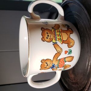 Japan two handled mug and plate vintage 7 1/2in